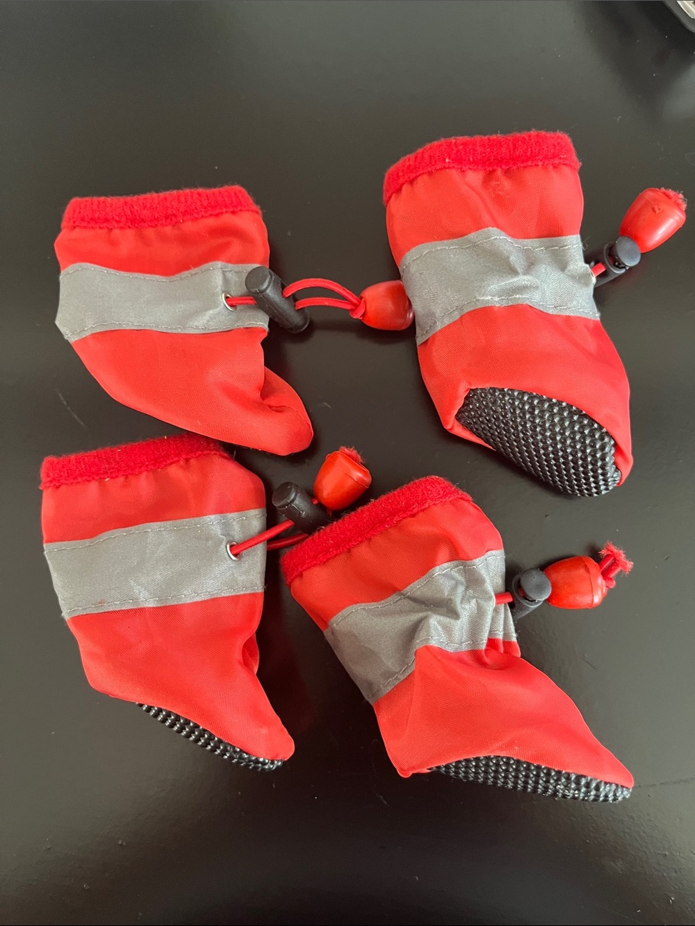 Red Reflective Waterproof Pet Boots - Set of 4